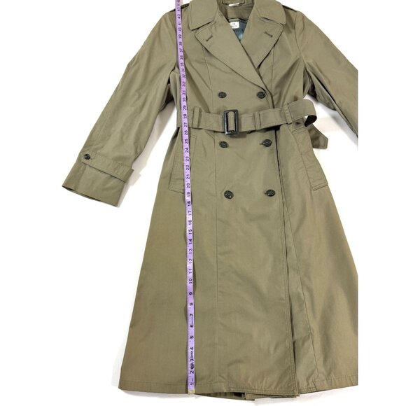 Vintage 1989 US Army Women All Weather Trench Coat 12R Olive Khaki So-Sew Styles - Picture 13 of 14